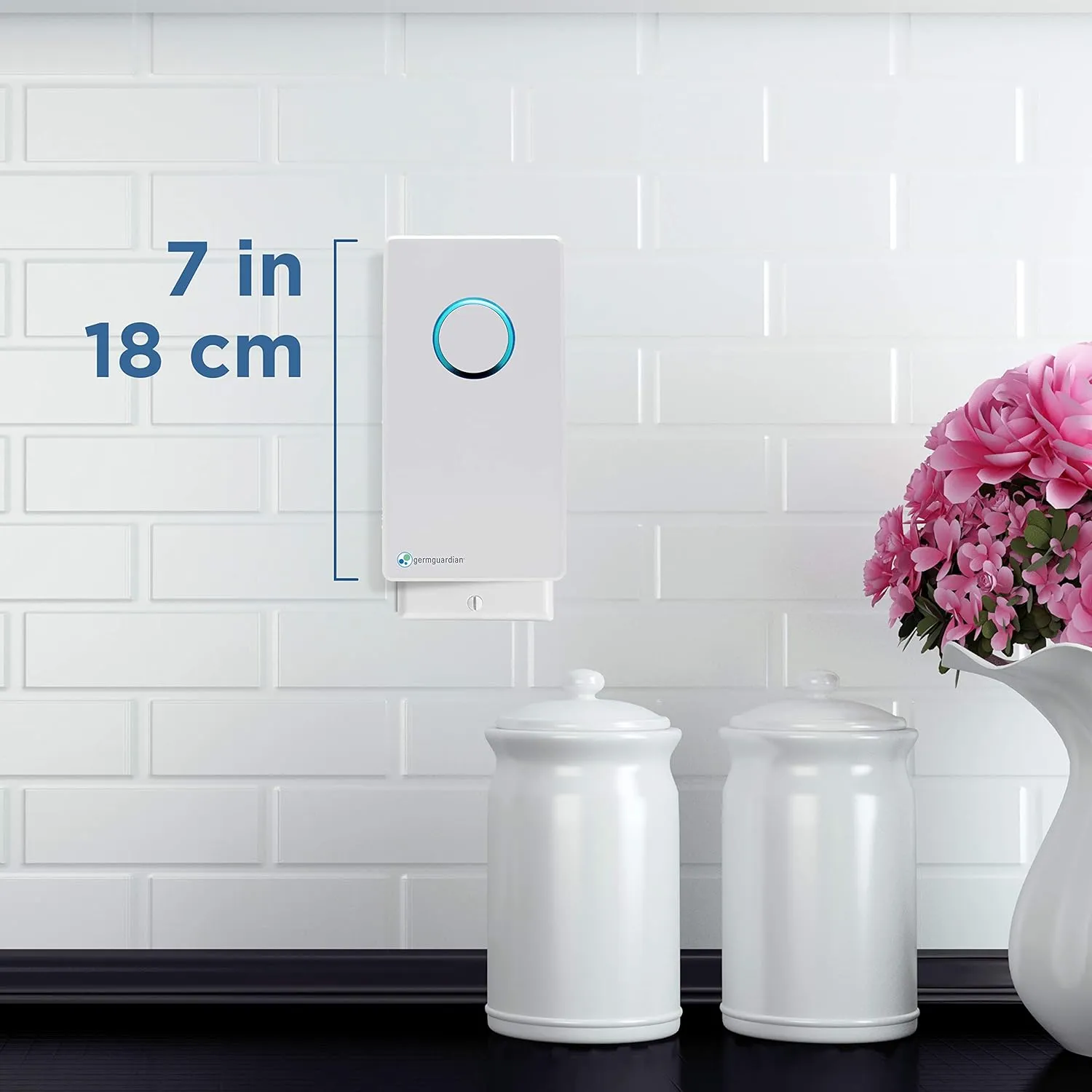 Germ Guardian GG1100W 7 Pluggable Small Air Purifier, Small Room Wall Air Sanitizer, Freshens Air, UV-C Light Kills Germs, Reduces Odors from Pets, Cooking, Mold, GermGuardian, 1-Yr Wty (White)