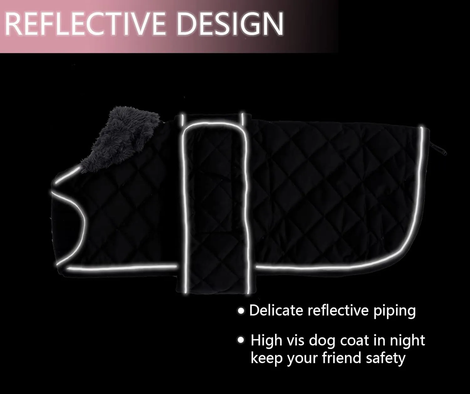 Geyecete Warm Thermal Quilted Dachshund Coat, Dog Winter Coat with Warm Fleece Lining, Outdoor Dog Apparel with Adjustable Bands for Medium, Large Dog-Black-L