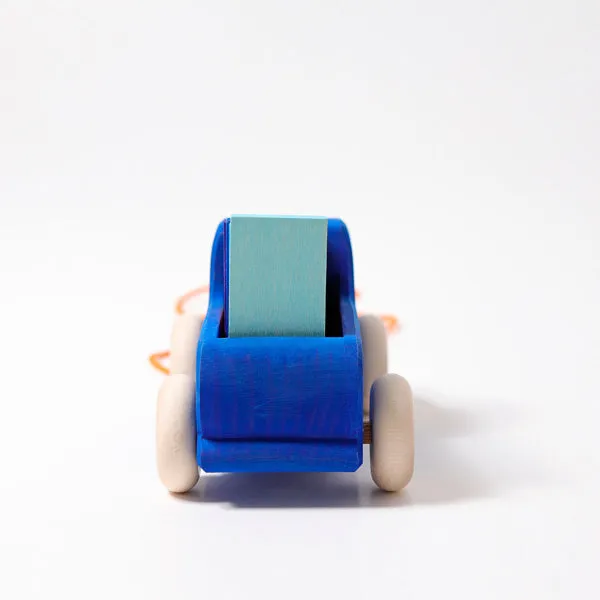 Grimm's Pull Along Toy - Truck Blue