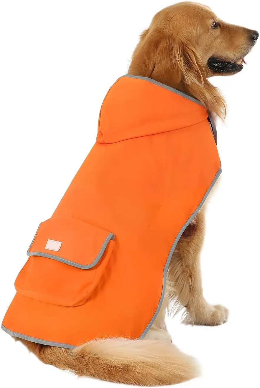 HDE Reversible Dog Raincoat Hooded Slicker Poncho Rain Coat Jacket for Small Medium Large Dogs Camo Orange - XXL
