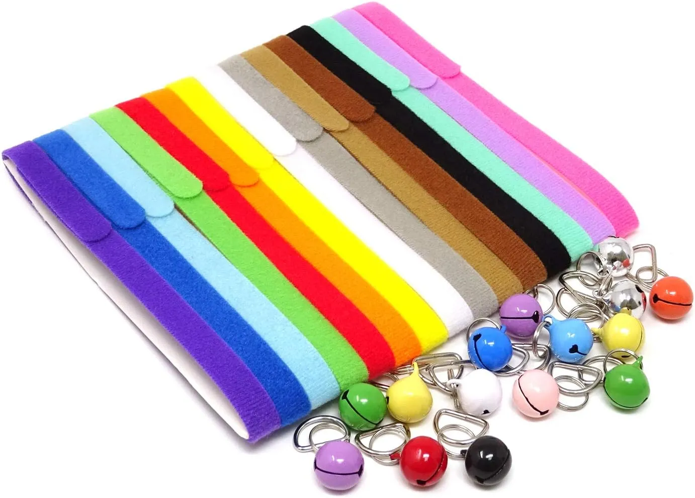 Honbay 15PCS Double-Sided Adjustable Puppy Whelping ID Bands Collars with Bell for Newborn Pet