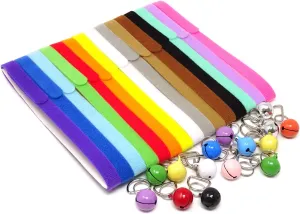 Honbay 15PCS Double-Sided Adjustable Puppy Whelping ID Bands Collars with Bell for Newborn Pet