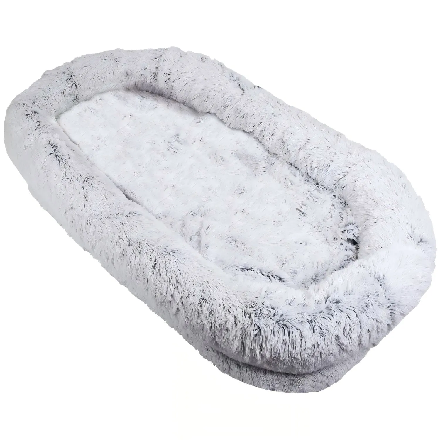 Human Dog Bed, 71''x40''x12'' Size Fits You and Pets, Washable Faux Fur Dog Bed for People Doze Off, Napping Orthopedic Dog Bed (GREY)