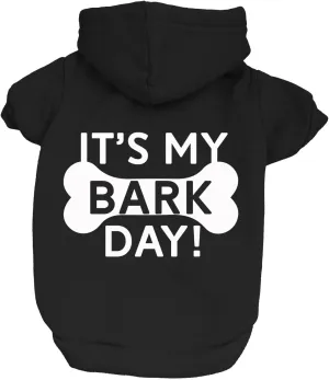 It's My Barkday! Dog Hoodie Fleece Lined Pullover Sweatshirt with Leash Hole (Black, 2X-Large 179)