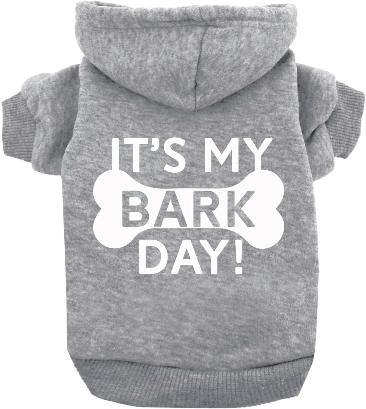It's My Barkday! Dog Hoodie Fleece Lined Pullover Sweatshirt with Leash Hole (Grey, 2X-Large 179)
