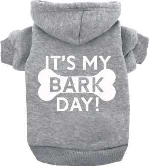 It's My Barkday! Dog Hoodie Fleece Lined Pullover Sweatshirt with Leash Hole (Grey, 2X-Large 179)
