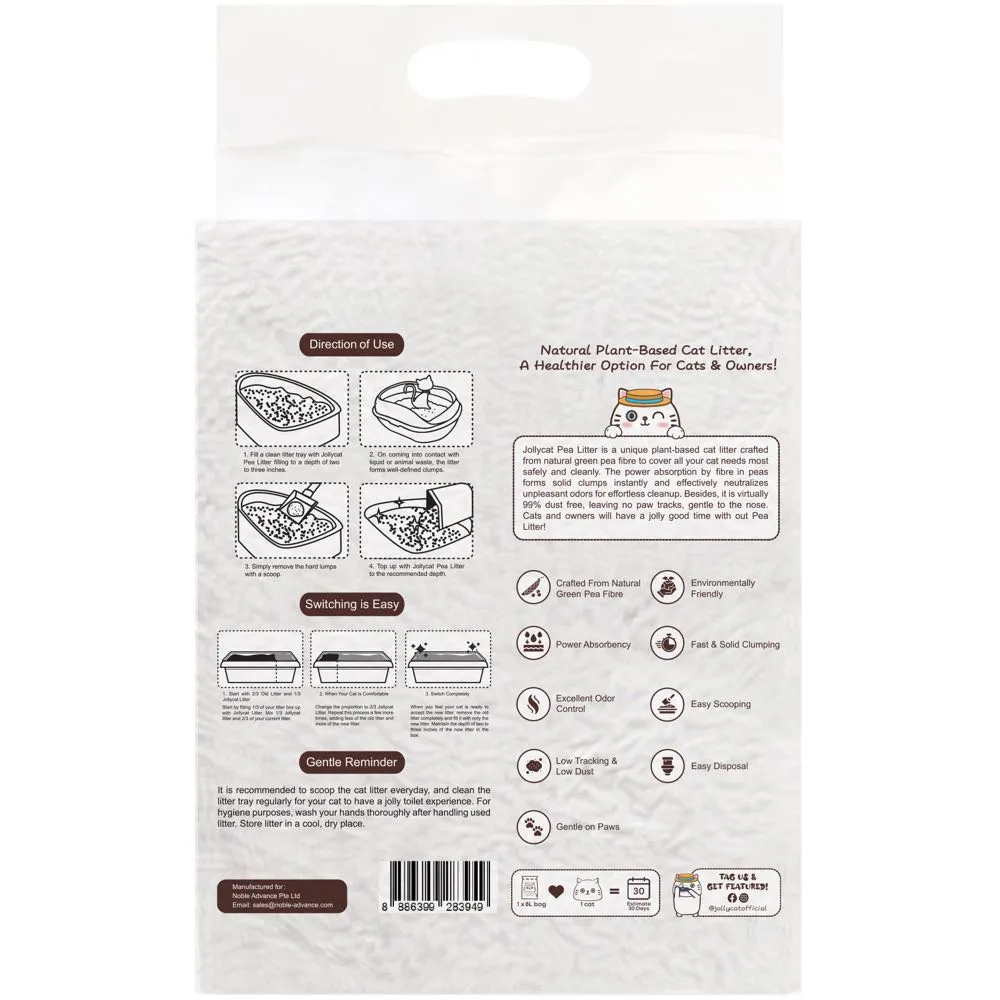 Jollycat Natural Unscented Clumping Pea Cat Litter 8L