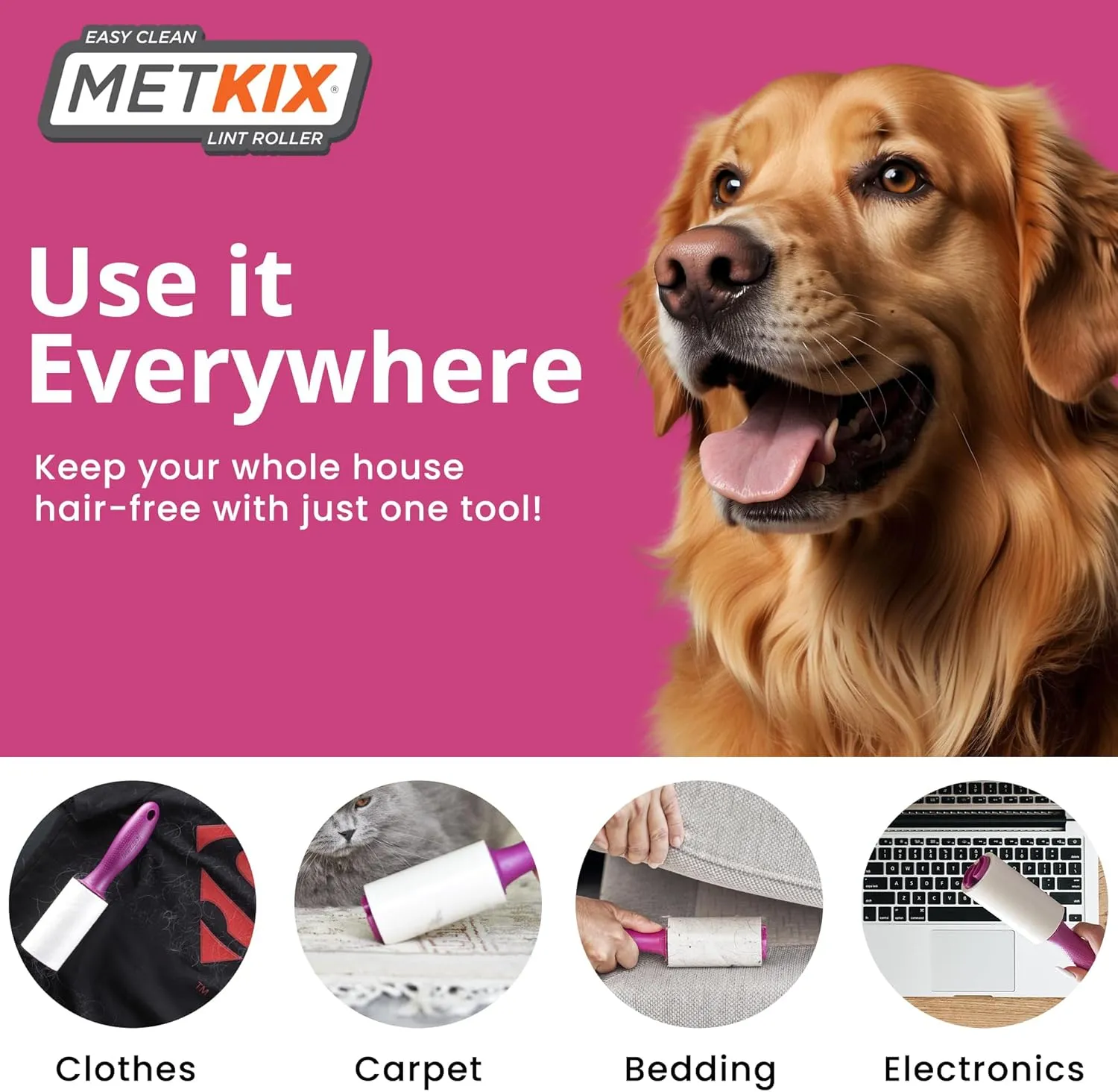 Lint Rollers for Pet Hair Extra Sticky, Special Cover Design Black Dog, Pet Hair Remover, 100 Sheets