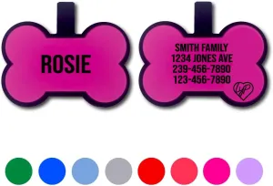 LYP Soundless Bone Pet ID Tag - Love Your Pets Largest Line of Silicone Dog ID Tags - No More Jingling Pet Tags - Durable - Never Fades Personalized, Deep Engraved Silicone Dog Tag (1 Tag, Hot Pink)