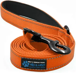 Max and Neo Reflective Nylon Dog Leash - We Donate a Leash for Every One Sold (Orange, 6ft)