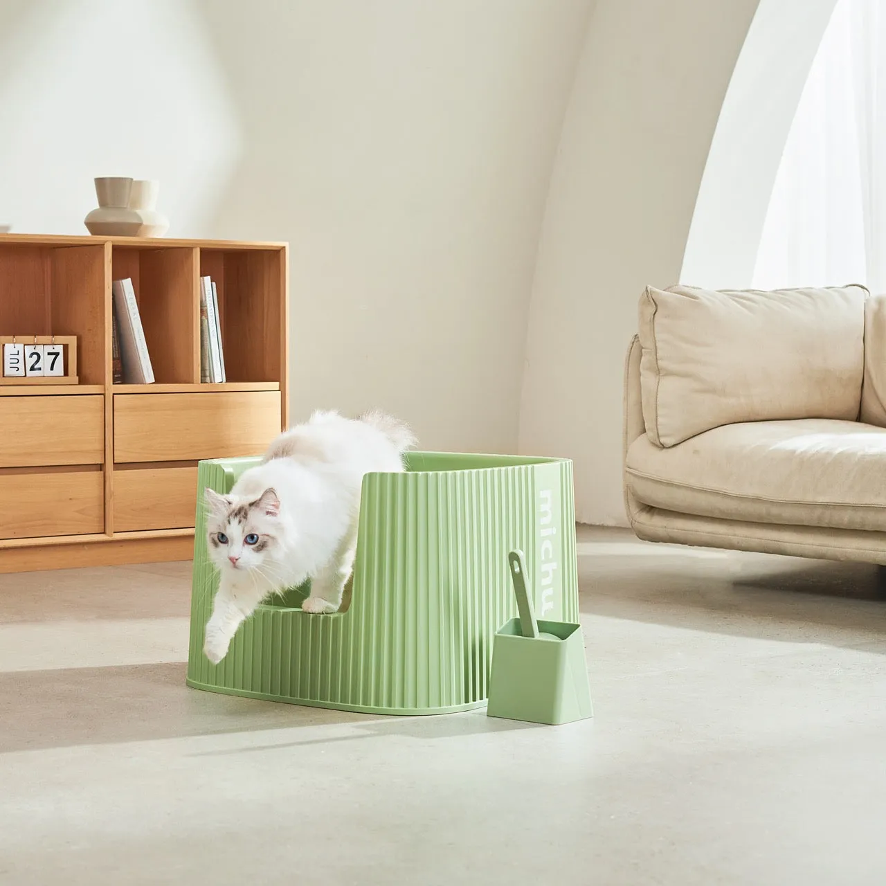 Michu XXL Sage Deluxe Cat Litter Box - Spacious Design Pre Order