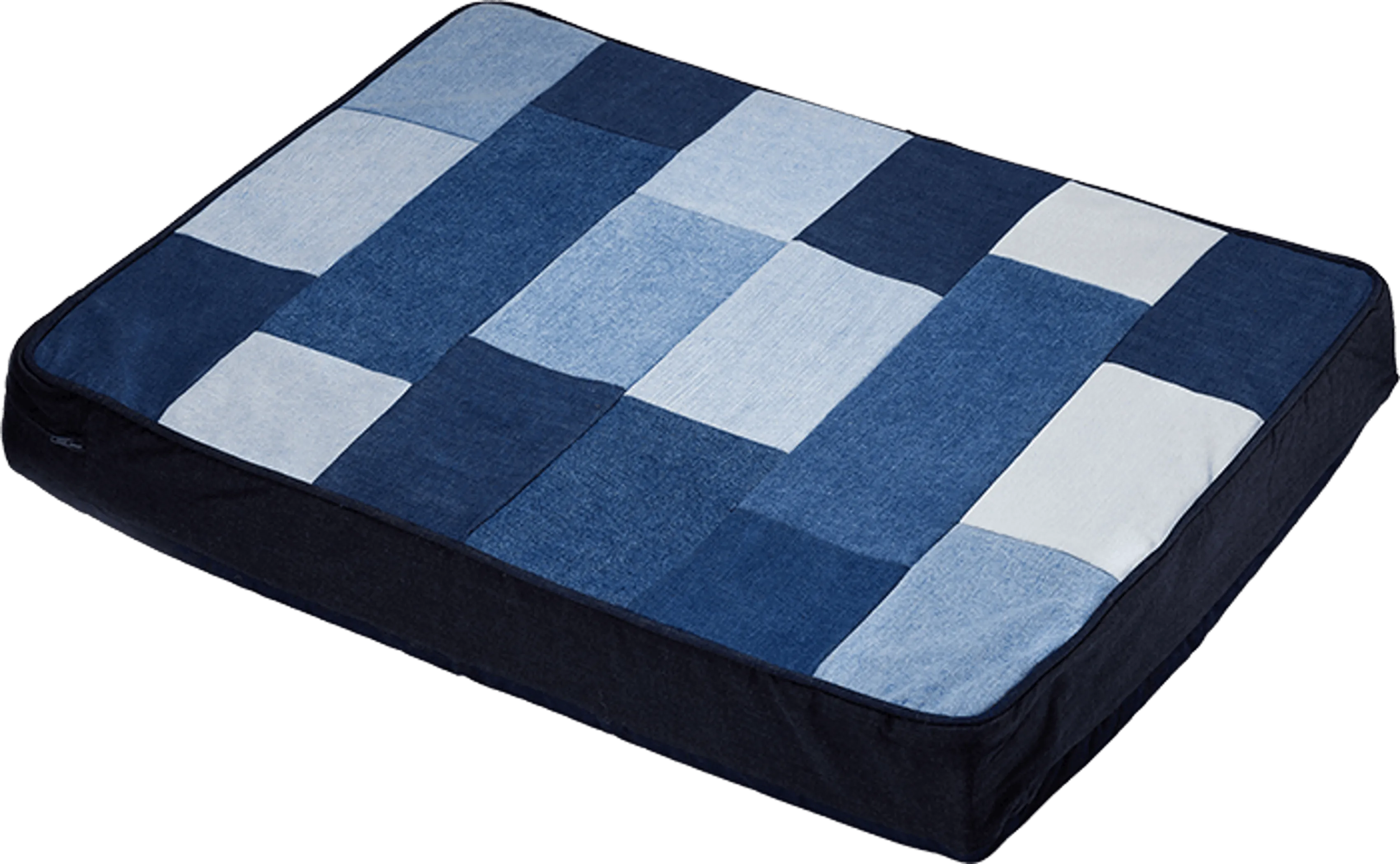 Orthopedic Patchwork Denim Dog Bed with Memory Foam by Dog Hugs Cat