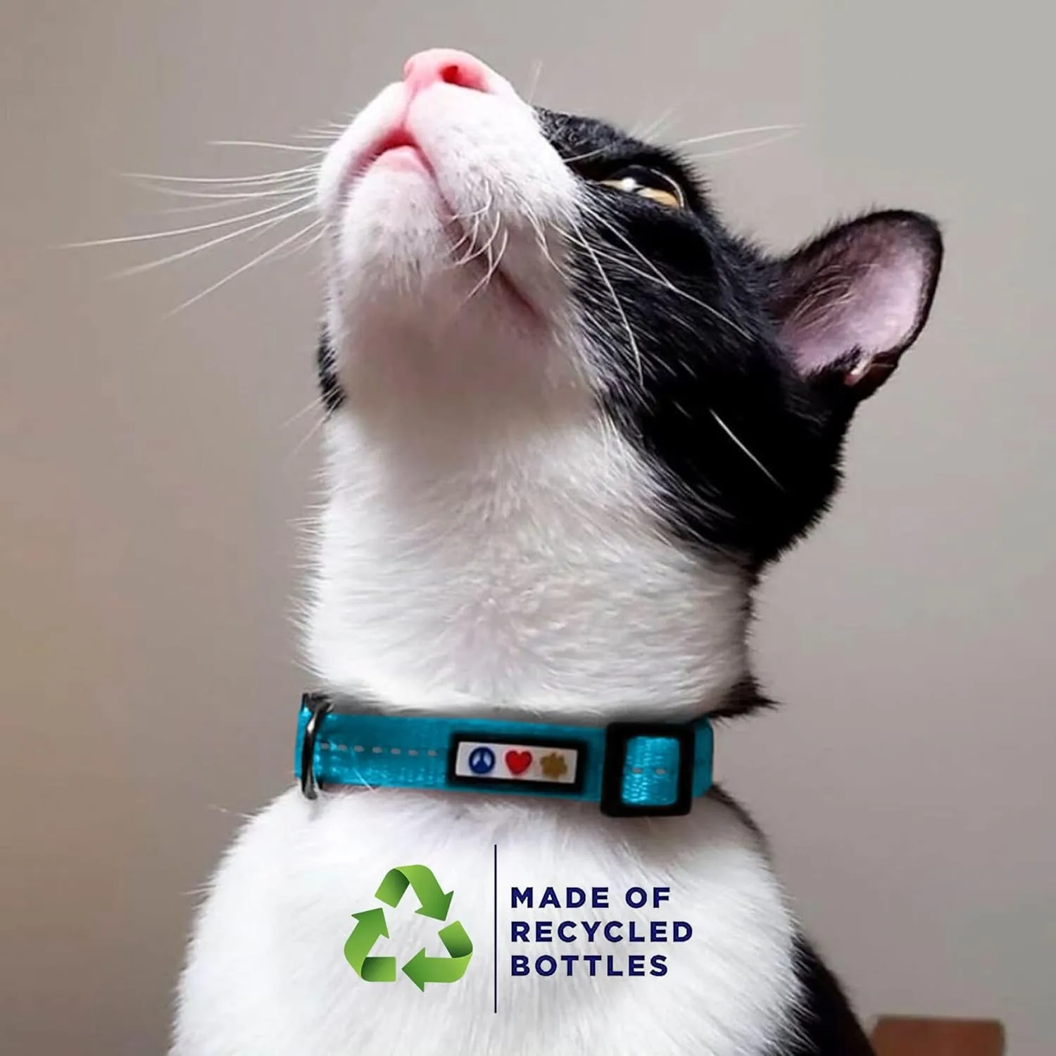 Pawtitas Recycled Cat Collar with Reflective Stitched and Safety Buckle Removable Bell Reflective Cat Breakaway Collar Made from Plastic Bottles - Orange Habanero Cat Collar.