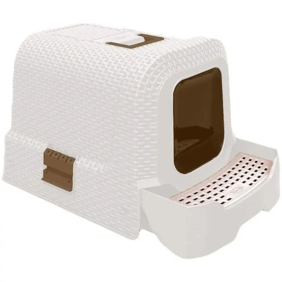 Penn-Plax Deluxe Covered Litter Box with Removable Tray, Scoop, and Bags
