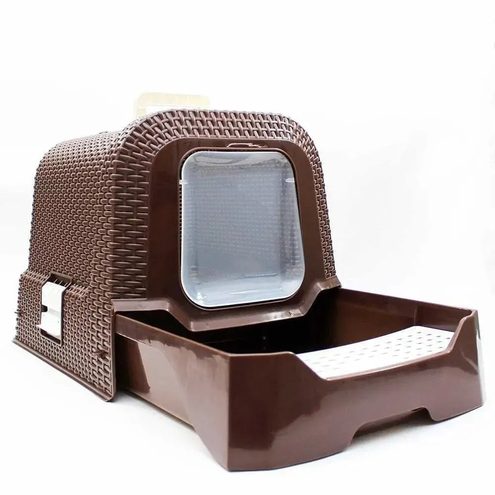 Penn-Plax Deluxe Covered Litter Box with Removable Tray, Scoop, and Bags