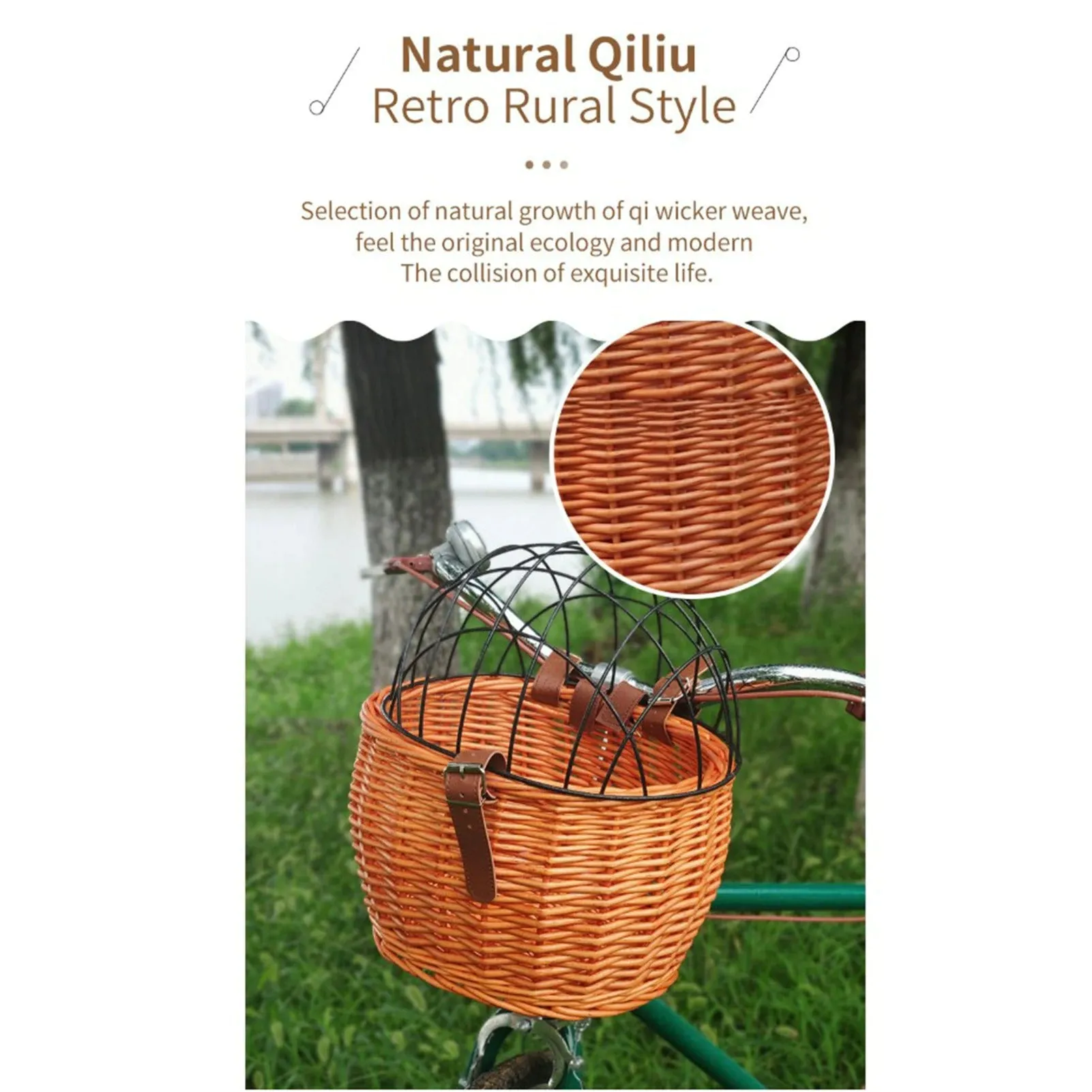 Pet Bike Front Basket Carrier Handwoven