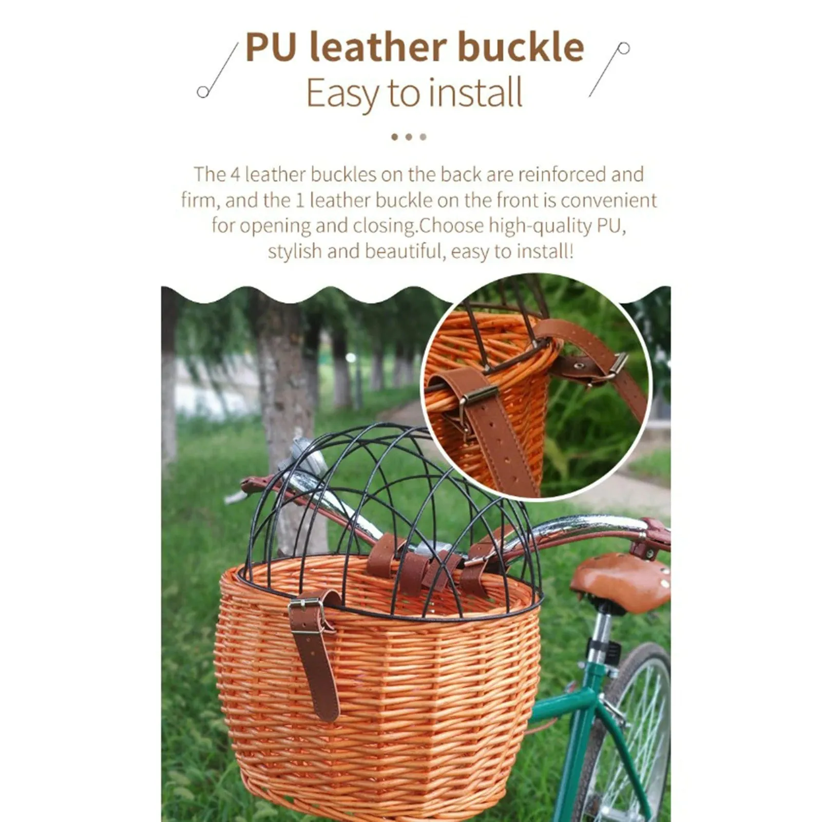 Pet Bike Front Basket Carrier Handwoven