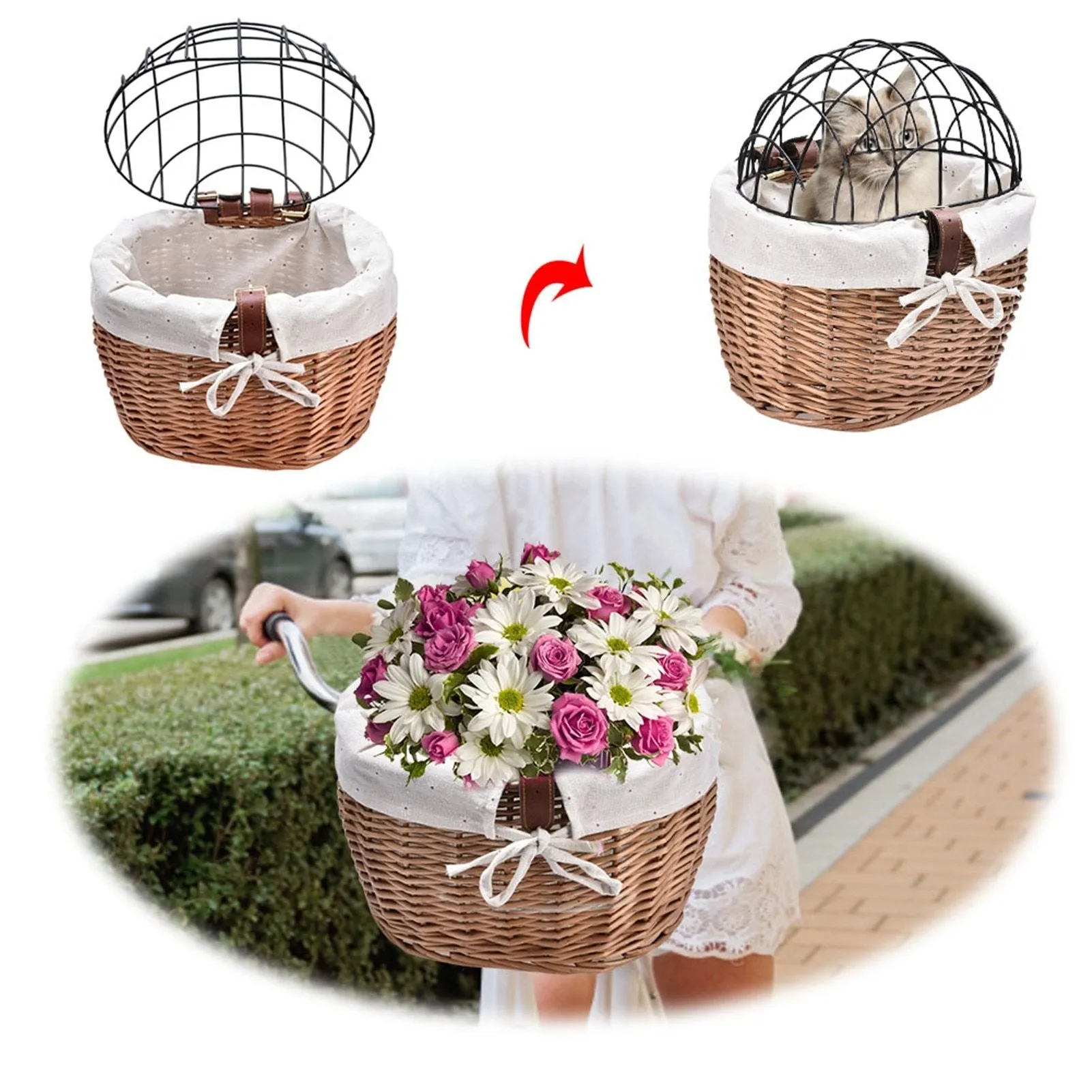 Pet Bike Front Basket Carrier Handwoven