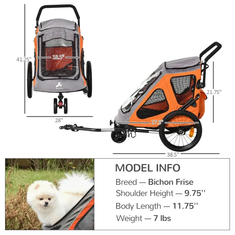 Pet Bike Trailer & Stroller Combo with Reflectors - Blue