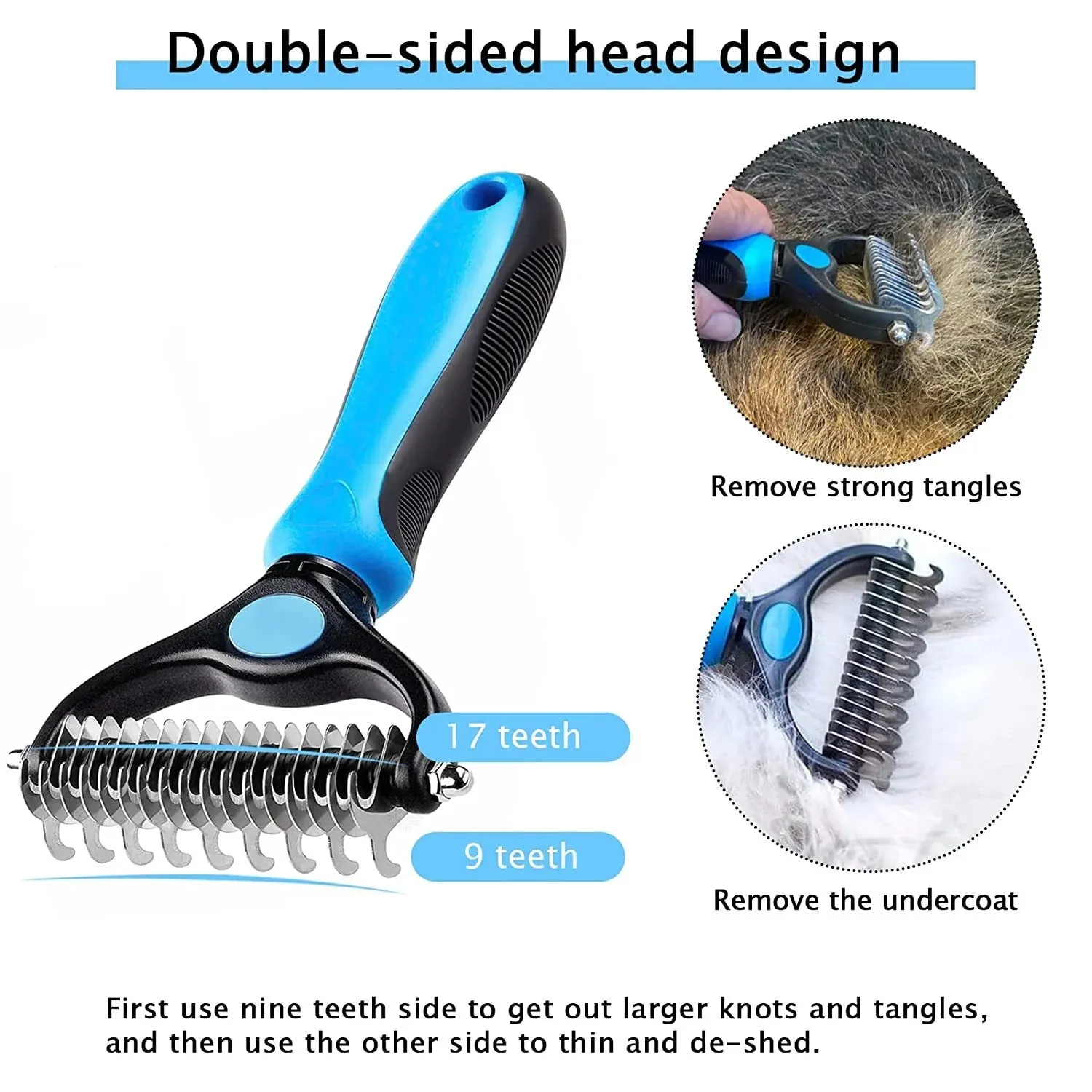 Pet Grooming Brush, Dog Brush Deshedd, Dog Comb for Groom,Undercoat Rake for Dogs Grooming Supplies