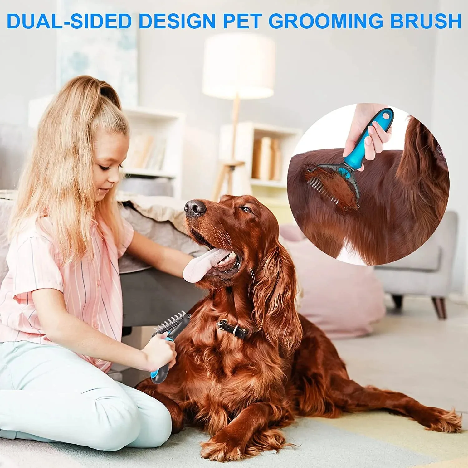 Pet Grooming Brush, Dog Brush Deshedd, Dog Comb for Groom,Undercoat Rake for Dogs Grooming Supplies