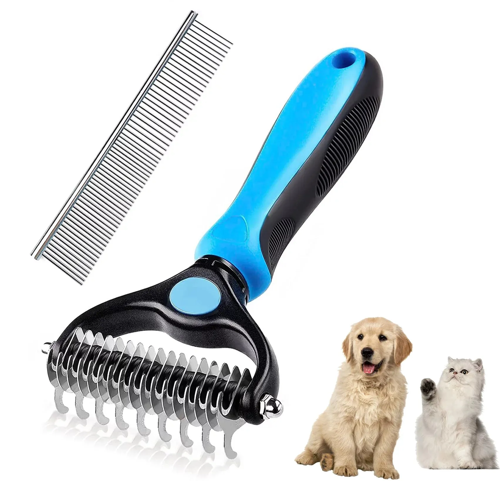 Pet Grooming Brush, Dog Brush Deshedd, Dog Comb for Groom,Undercoat Rake for Dogs Grooming Supplies