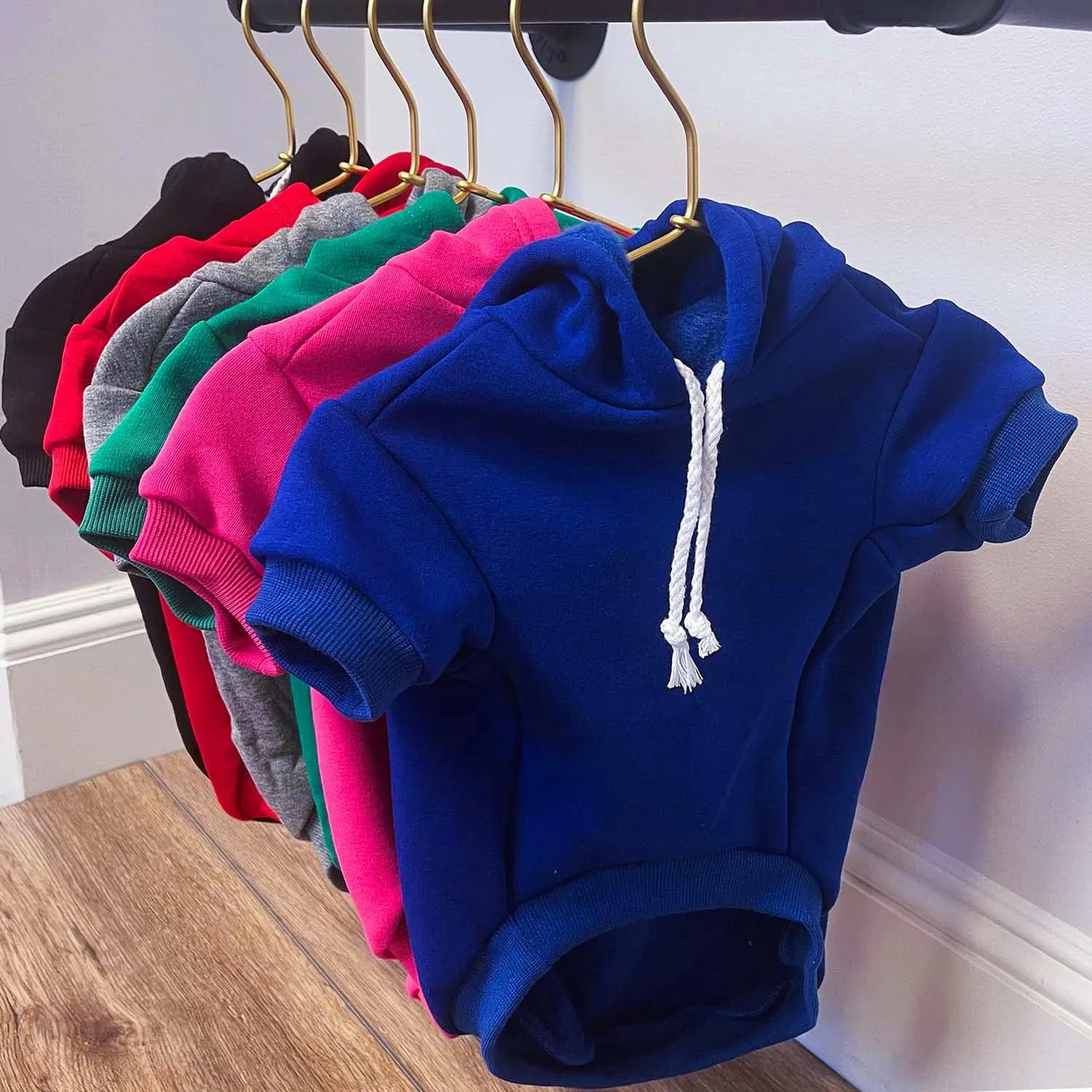 Pit Crew Dog Hoodie Fleece Lined Pullover Sweatshirt with Leash Hole (Royal Blue, 2X-Large 49)