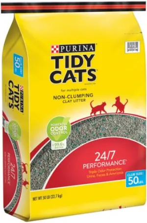 Purina Tidy Cats 24/7 Performance Non-Clumping Odor Control Clay Multi-Cat Litter - 50 Lbs