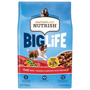 Rachael Ray Nutrish Big Life Dry Dog Food for Big Dogs, Hearty Beef, Veggies & Brown Rice Recipe, 14 lb Bag