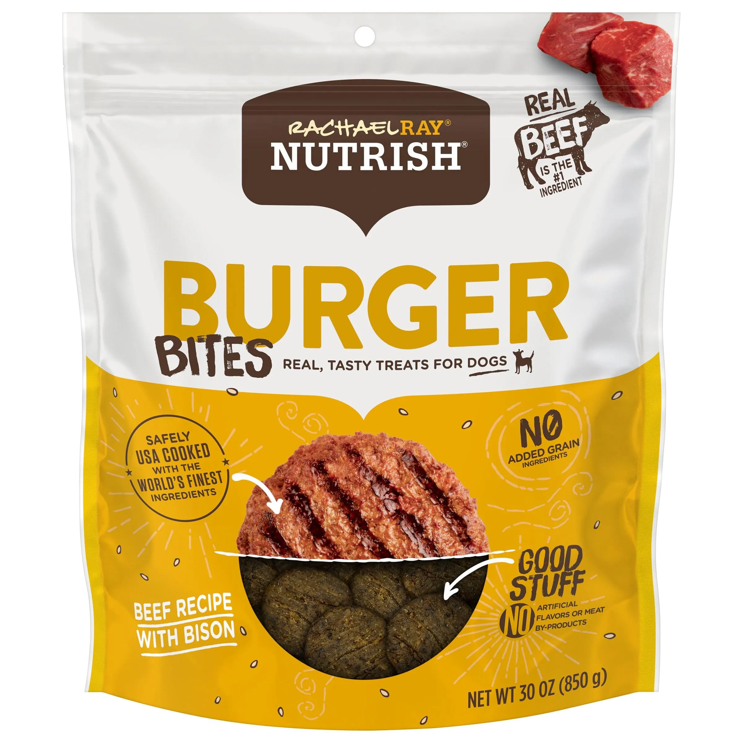 Rachael Ray Nutrish Burger Bites Beef and Bison Soft and Chewy Dog Treats - 5 Oz