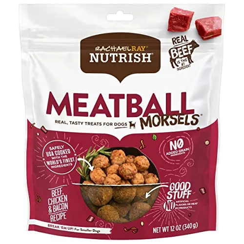 Rachael Ray Nutrish Meatball Morsals Grain-Free Beef Chicken and Bacon Soft and Chewy Dog Treats - 5 Oz