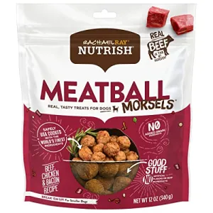 Rachael Ray Nutrish Meatball Morsals Grain-Free Beef Chicken and Bacon Soft and Chewy Dog Treats - 5 Oz