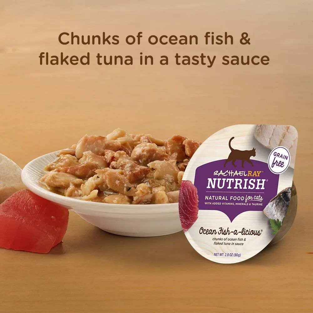 Rachael Ray Nutrish Ocean Fish-a-licious Oceanfish and Tuna Wet Cat Food Trays - 2.8 Oz - Case of 12