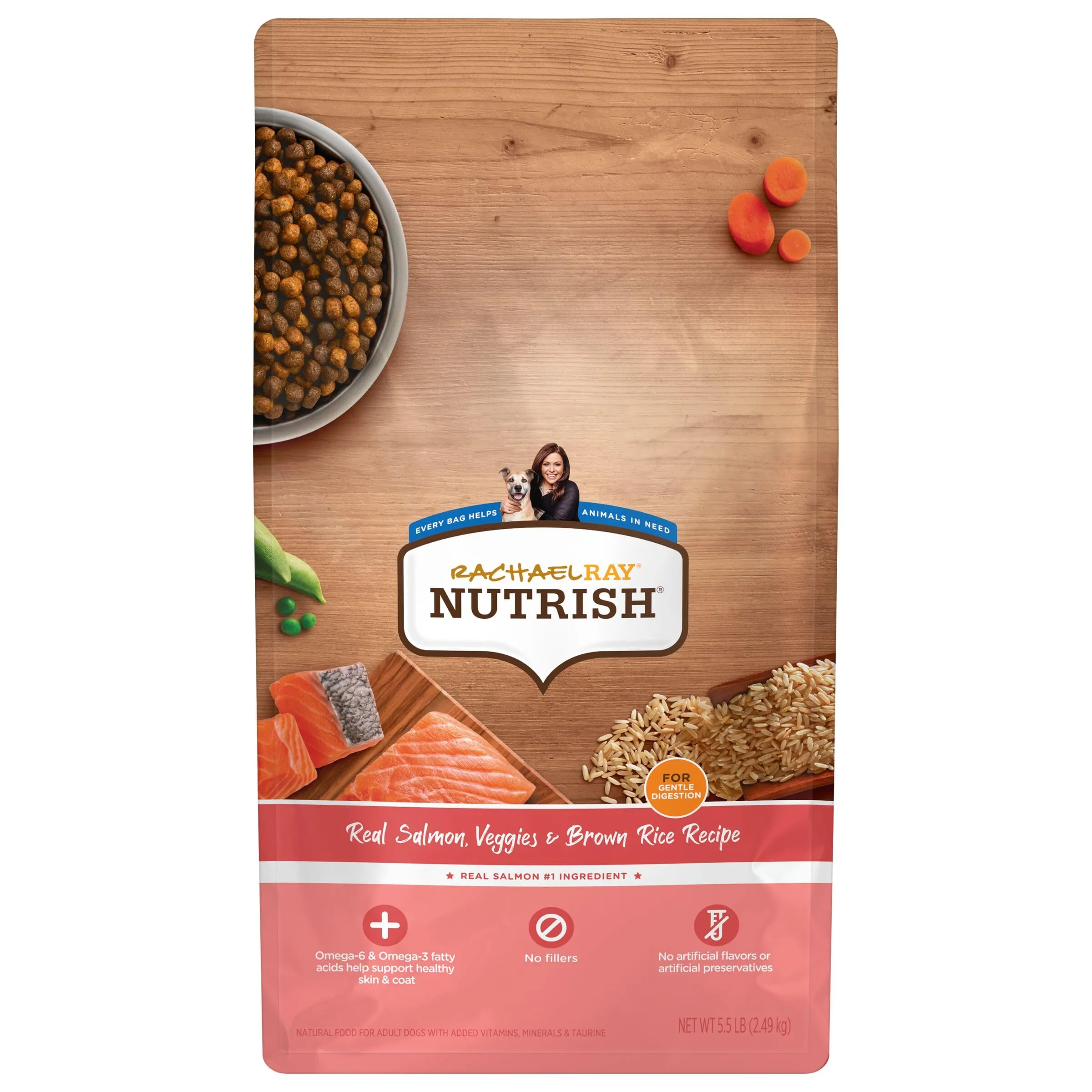 Rachael Ray Nutrish Salmon Veggies and Brown Rice Recipe Dry Dog Food - 5.5 Lbs