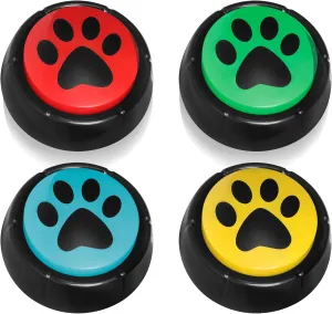 Recordable Buttons for Dogs, Cat and Dog Buttons for Communication Dogs Speech Training Buttons Talking Sound Buttons - 30 Seconds Record Button, Pack of 4 (Battery Included)