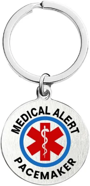 RENYILIN Stainless Steel Round Medical Alert Emergency First Aid Key Chain