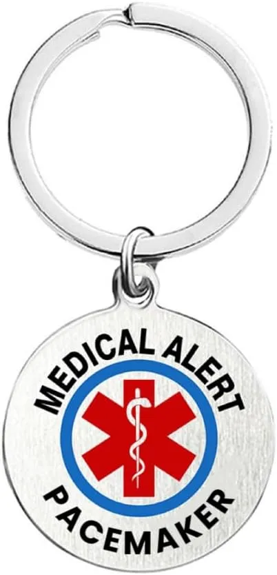 RENYILIN Stainless Steel Round Medical Alert Emergency First Aid Key Chain