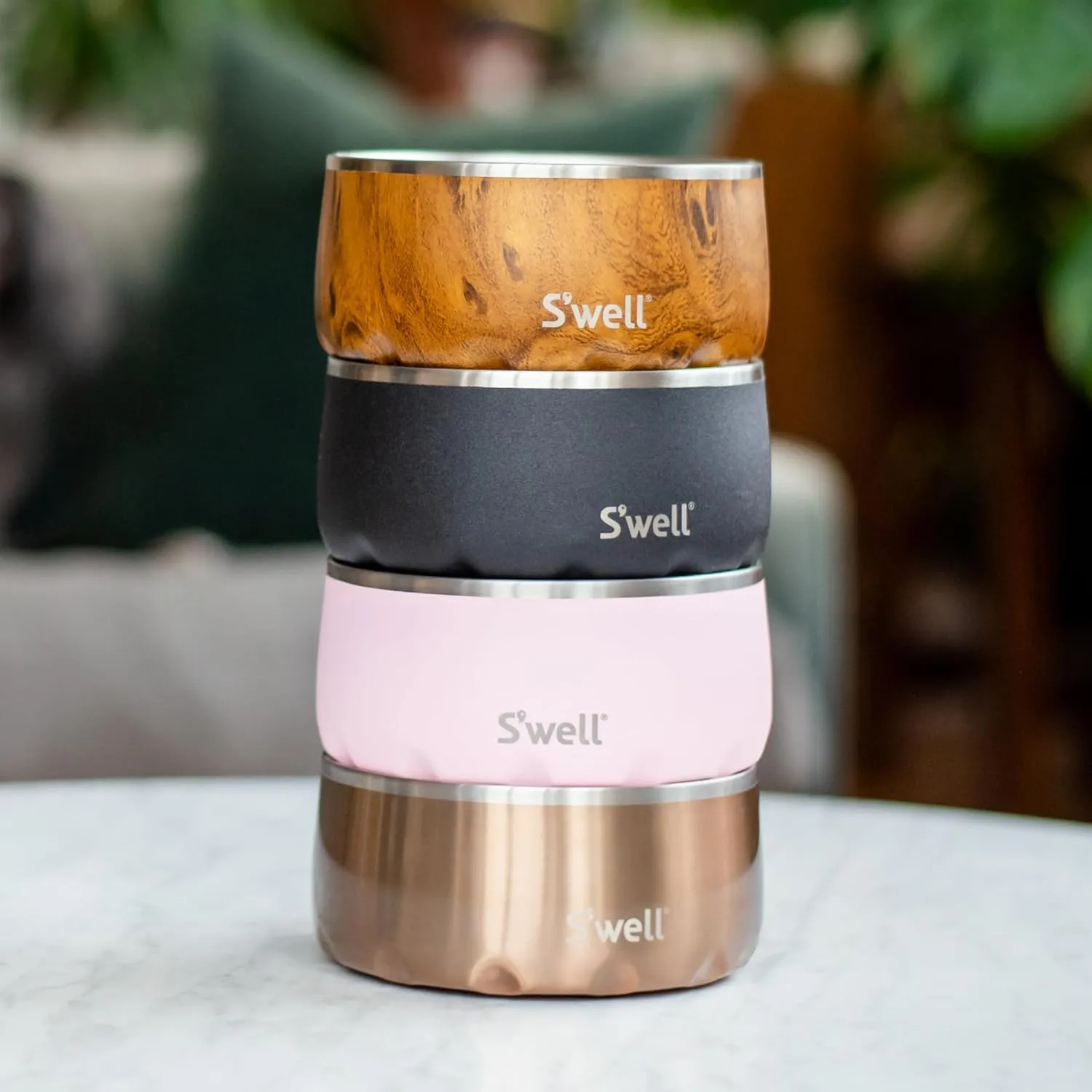 S'well Stainless Steel Pet Bowl, 32oz, Pyrite, for Small to Medium Size Dogs, Mess Free Design with Non Slip Rubber Bottom, Dishwasher Safe, BPA Free