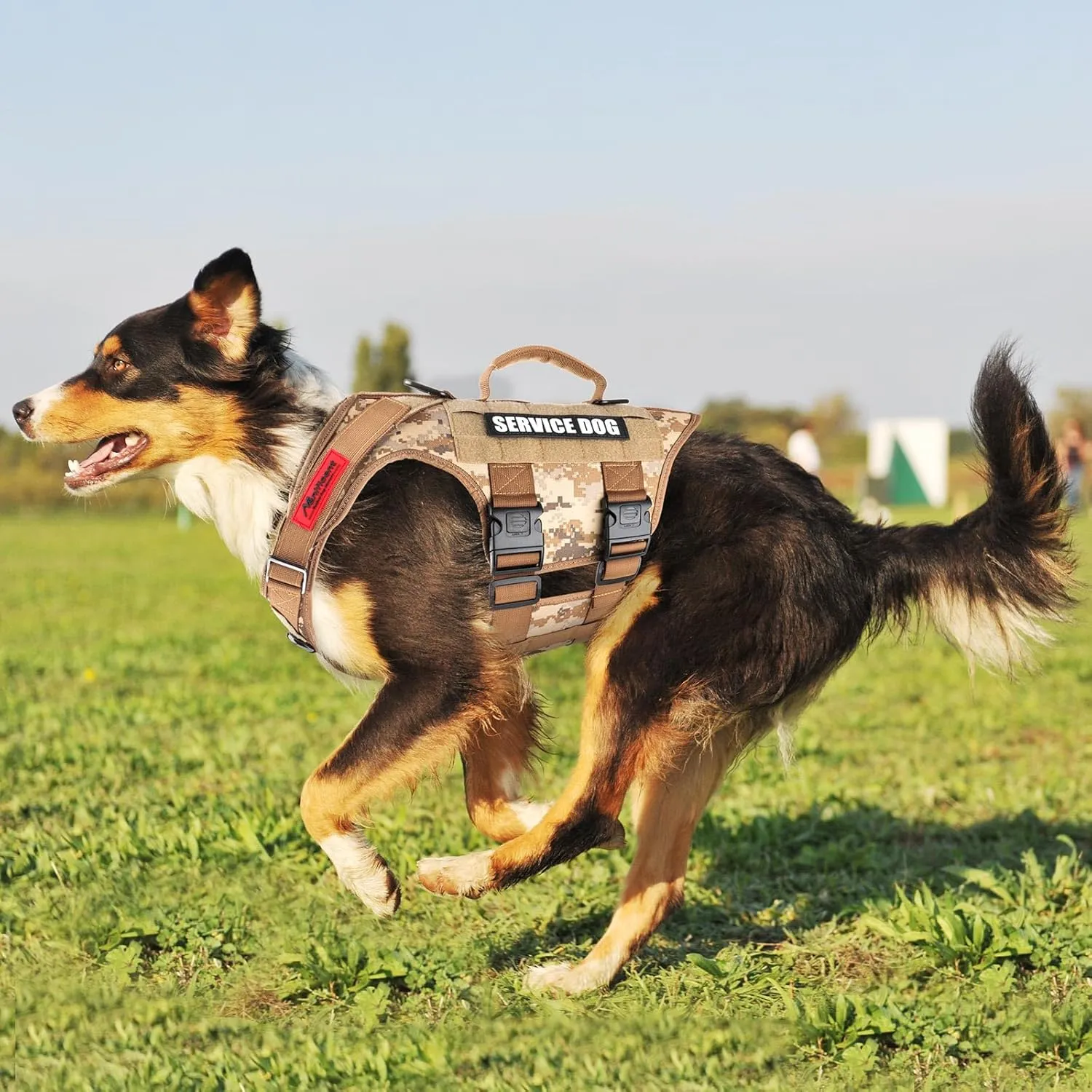Tactical Dog Harness Full Body for Medium Large Dogs, Reflective No Pull Service Dog Vest with Handle American Flag Patch, Military Dog Vest - for Training Hiking Hunting Working Harness M