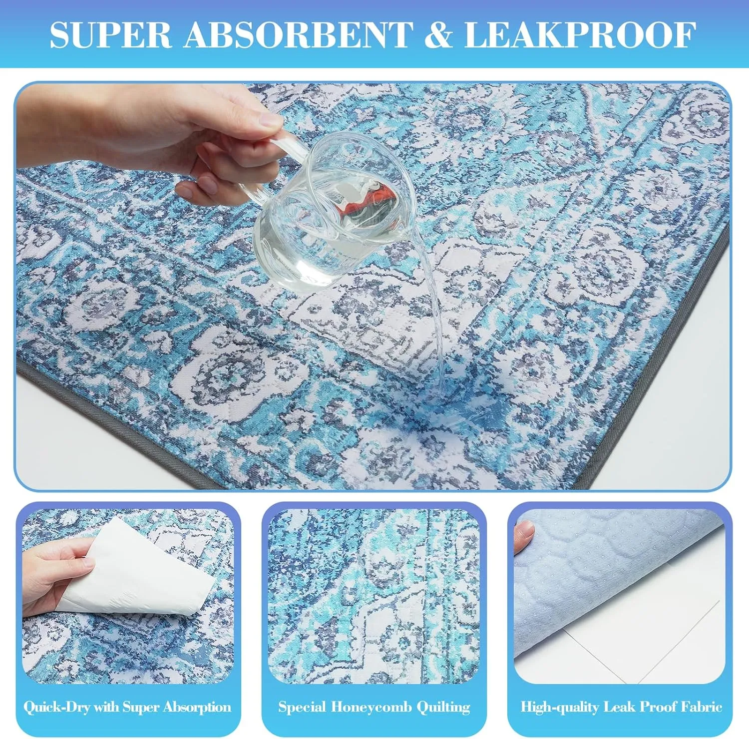 Thicken Washable Pee Pads for Dogs, 2 Pack Waterproof Reusable Pee Pads for Dogs36"x48" Super Absorbent Leakproof Dog Pads, Non-Slip Potty Pads for Floor, Crate, Couch, Whelping Pads Pet Supplies