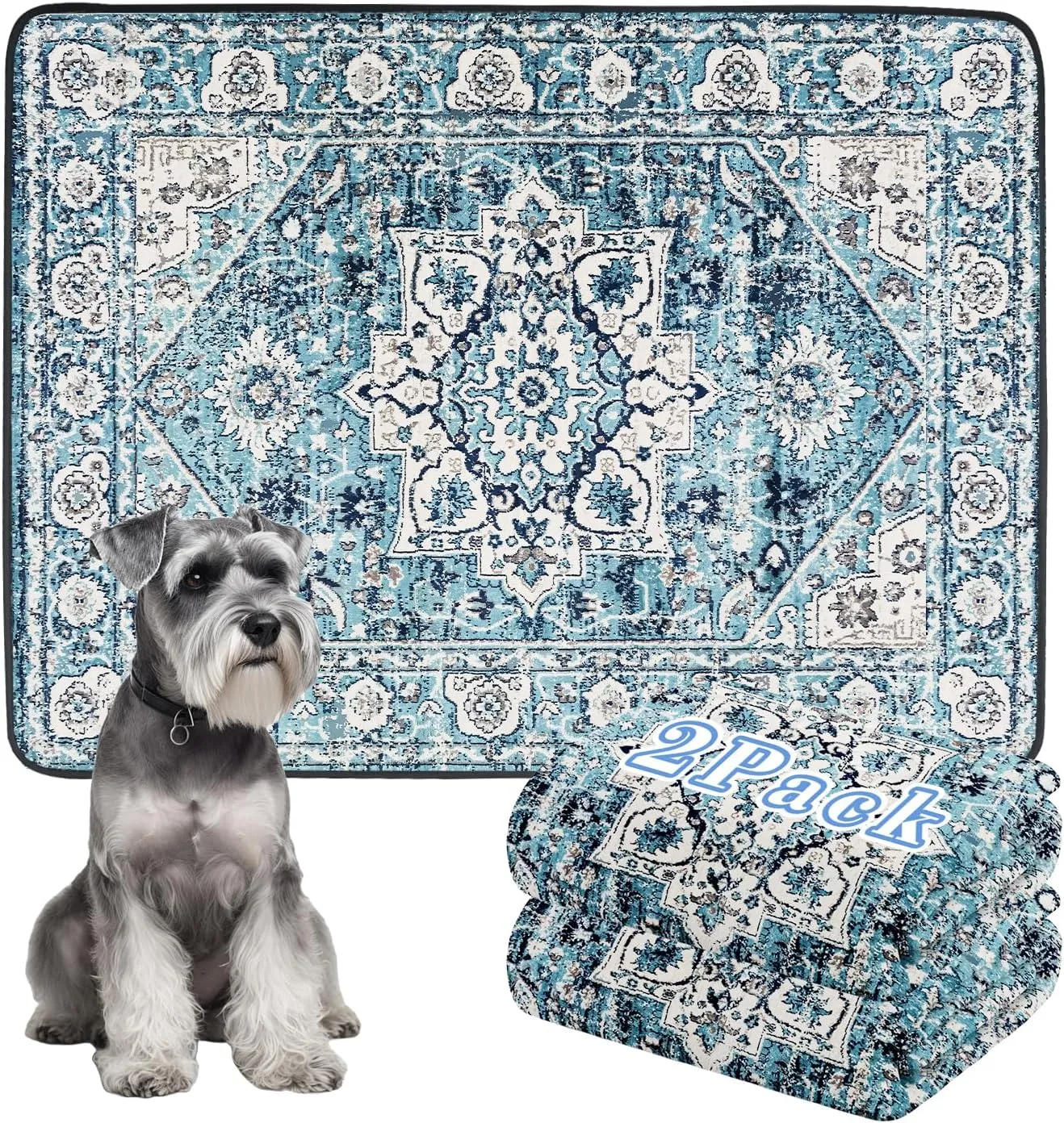 Thicken Washable Pee Pads for Dogs, 2 Pack Waterproof Reusable Pee Pads for Dogs36"x48" Super Absorbent Leakproof Dog Pads, Non-Slip Potty Pads for Floor, Crate, Couch, Whelping Pads Pet Supplies