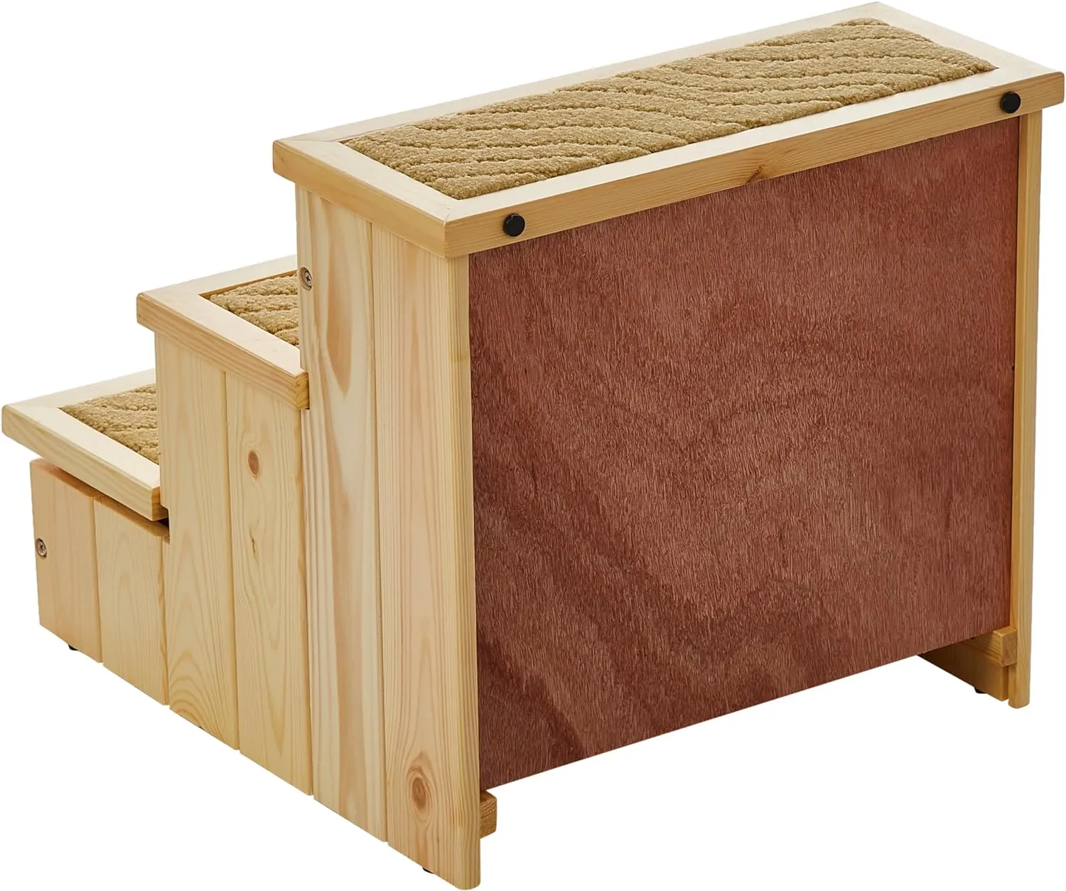 TRIXIE Wooden Dog Stairs with Nonslip Carpet - 3 Step Pet Stairs for Beds and Couches - with Additional Storage Space - in Natural