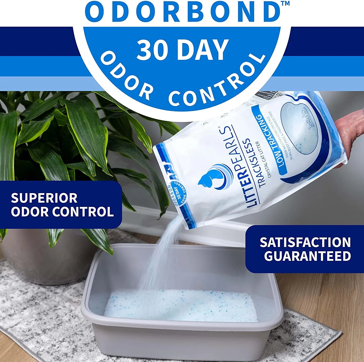 Unscented Non-Clumping Crystal Cat Litter with Odorbond