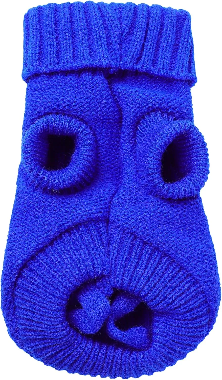 Uxcell Twisted Knit Ribbed Cuff Turtleneck Apparel Pet Sweater, XX-Small, Royal Blue