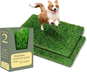 Washable Artificial Grass Dog Potty Pad - Fake Grass Pee Pad, Reusable Indoor/Outdoor Puppy Training Mat for Dogs & Small Pets,Durable Dog Doormat Artificial Grass Doormat23x18.5 2Pack