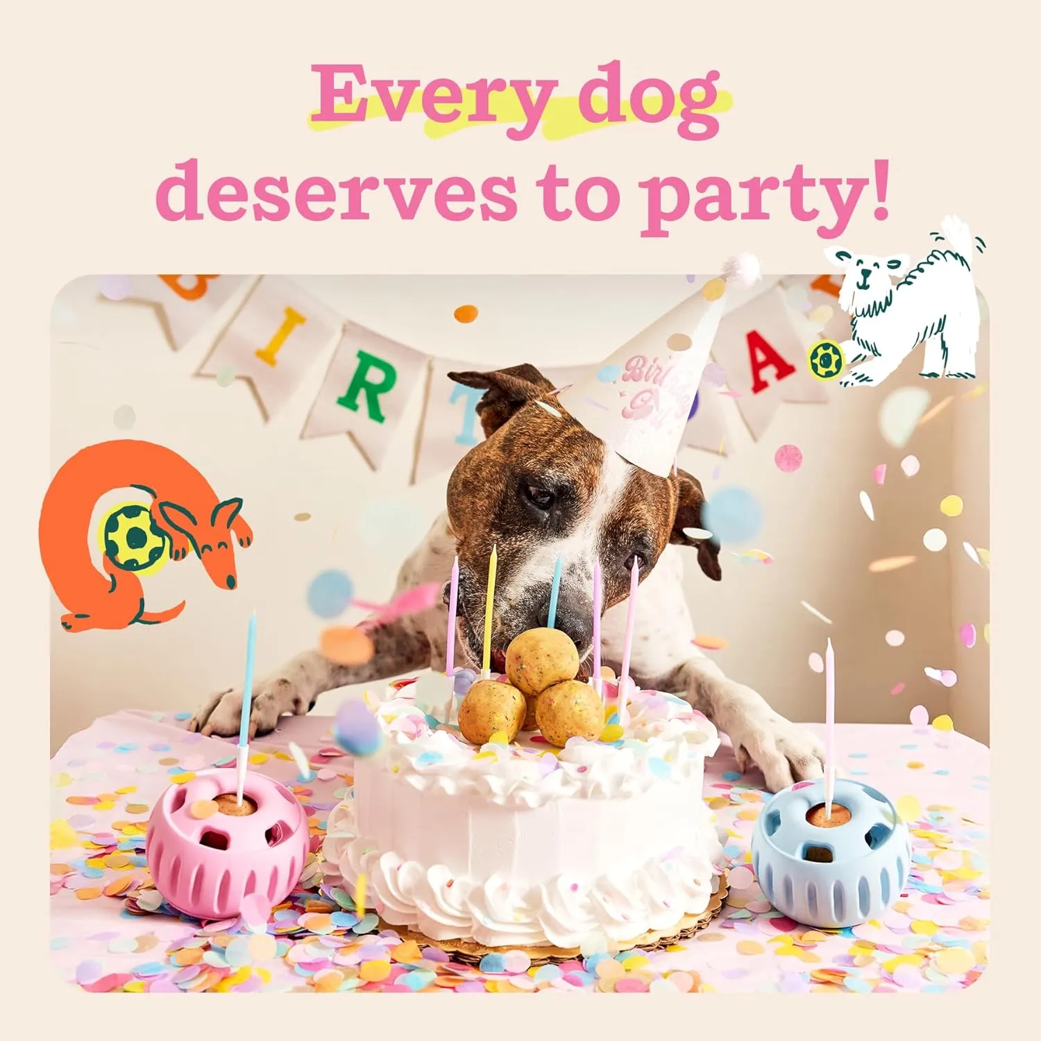 WOOF Pupsicle Birthday Pops - Healthy Dog Treats - Pre-Made Pupsicle Refills- Wholesome Ingredients - Naturally Sweet - Cake-Flavored Birthday Treat for Dogs - Large