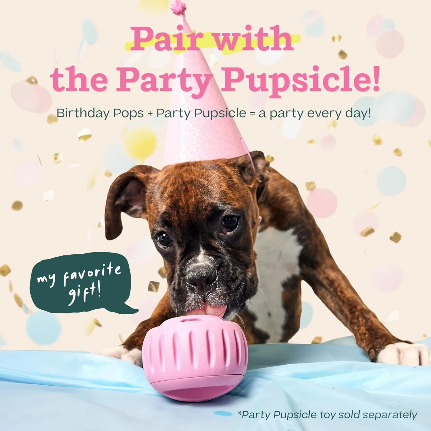 WOOF Pupsicle Birthday Pops - Healthy Dog Treats - Pre-Made Pupsicle Refills- Wholesome Ingredients - Naturally Sweet - Cake-Flavored Birthday Treat for Dogs - Small