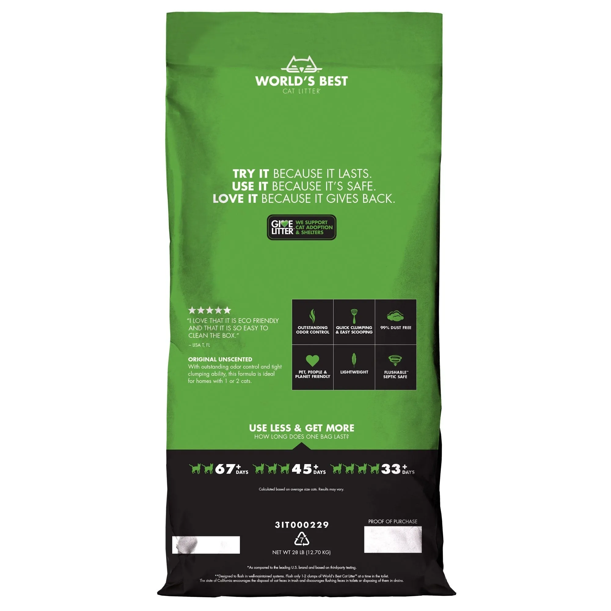 Worlds Best Original Unscented Clumping Cat Litter 12.7kg^^^