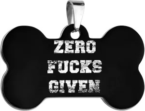 Zero Fucks Given Pet ID Tags Personalized Stainless Steel Dog Tags Bone Shape Cat Collar Tags Accessories