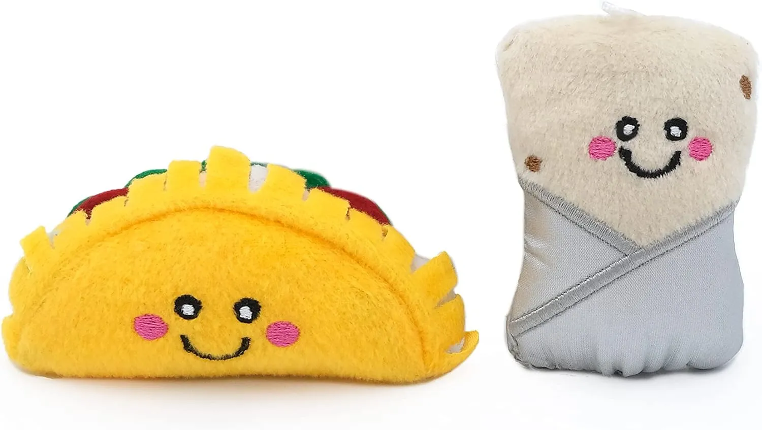 ZippyClaws NomNomz - Taco & Burrito Catnip Toy, Cute Cat Toys for Kittens & Indoor Cats, Funny Plush Cat Toy Gifts, Small Novelty Kitty Toys for Bored Cats